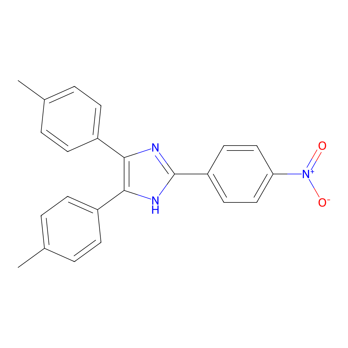 4,5-bis(4-methylphenyl)-2-(4-nitrophenyl)-1H-imidazole molecular structure, CAS 169155-33-3