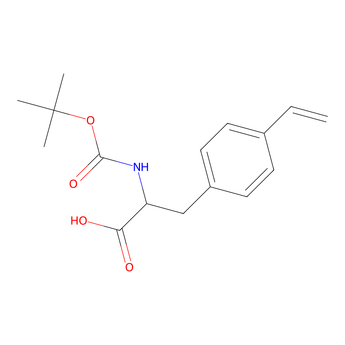 (S)-2-((tert-Butoxycarbonyl)amino)-3-(4-vinylphenyl)propanoic acid molecular structure, CAS 169158-03-6
