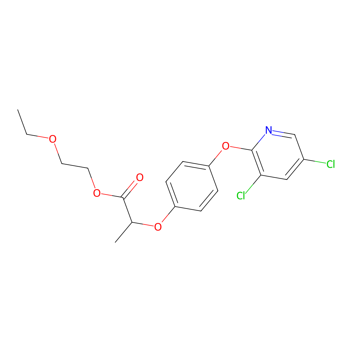 2-Ethoxyethyl 2-[4-(3,5-dichloropyridin-2-yl)oxyphenoxy]propanoate molecular structure, CAS 169158-28-5