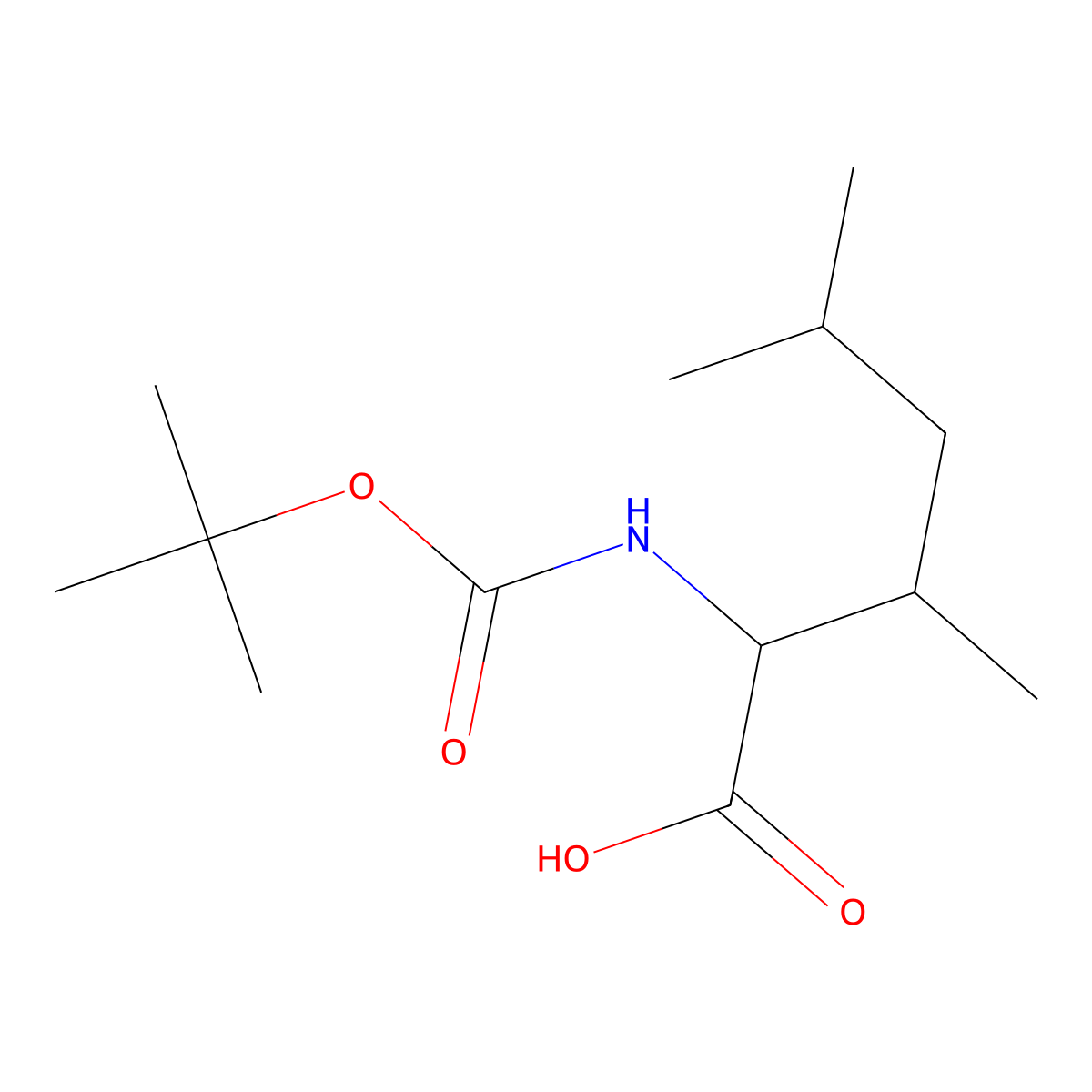 2-{[(Tert-butoxy)carbonyl]amino}-3,5-dimethylhexanoic acid molecular structure, CAS 1691613-34-9