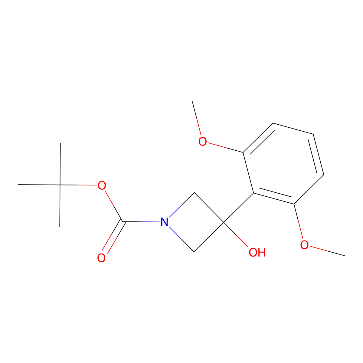 tert-Butyl 3-(2,6-dimethoxyphenyl)-3-hydroxyazetidine-1-carboxylate molecular structure, CAS 1691616-21-3