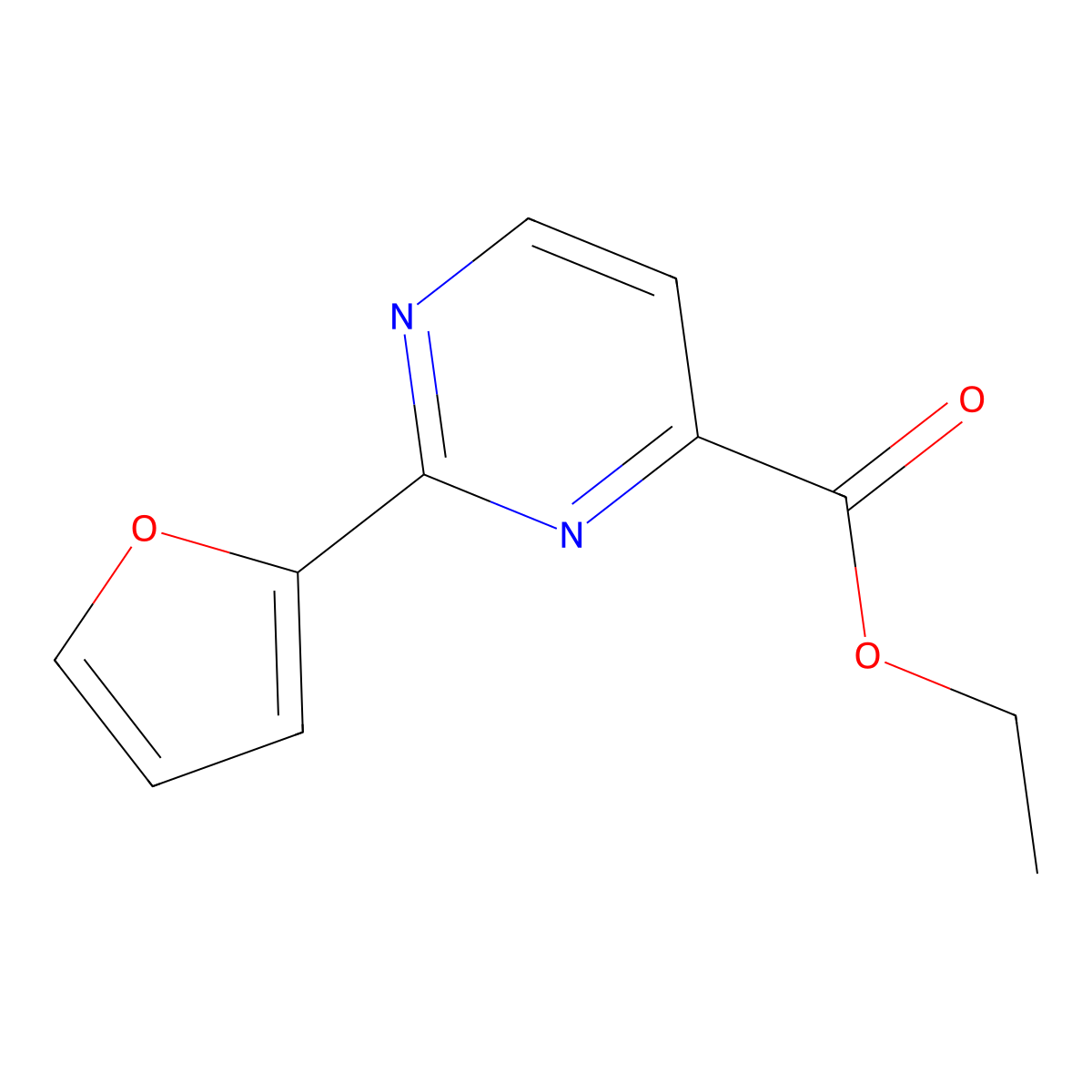 Ethyl 2-(furan-2-yl)pyrimidine-4-carboxylate molecular structure, CAS 1691621-47-2
