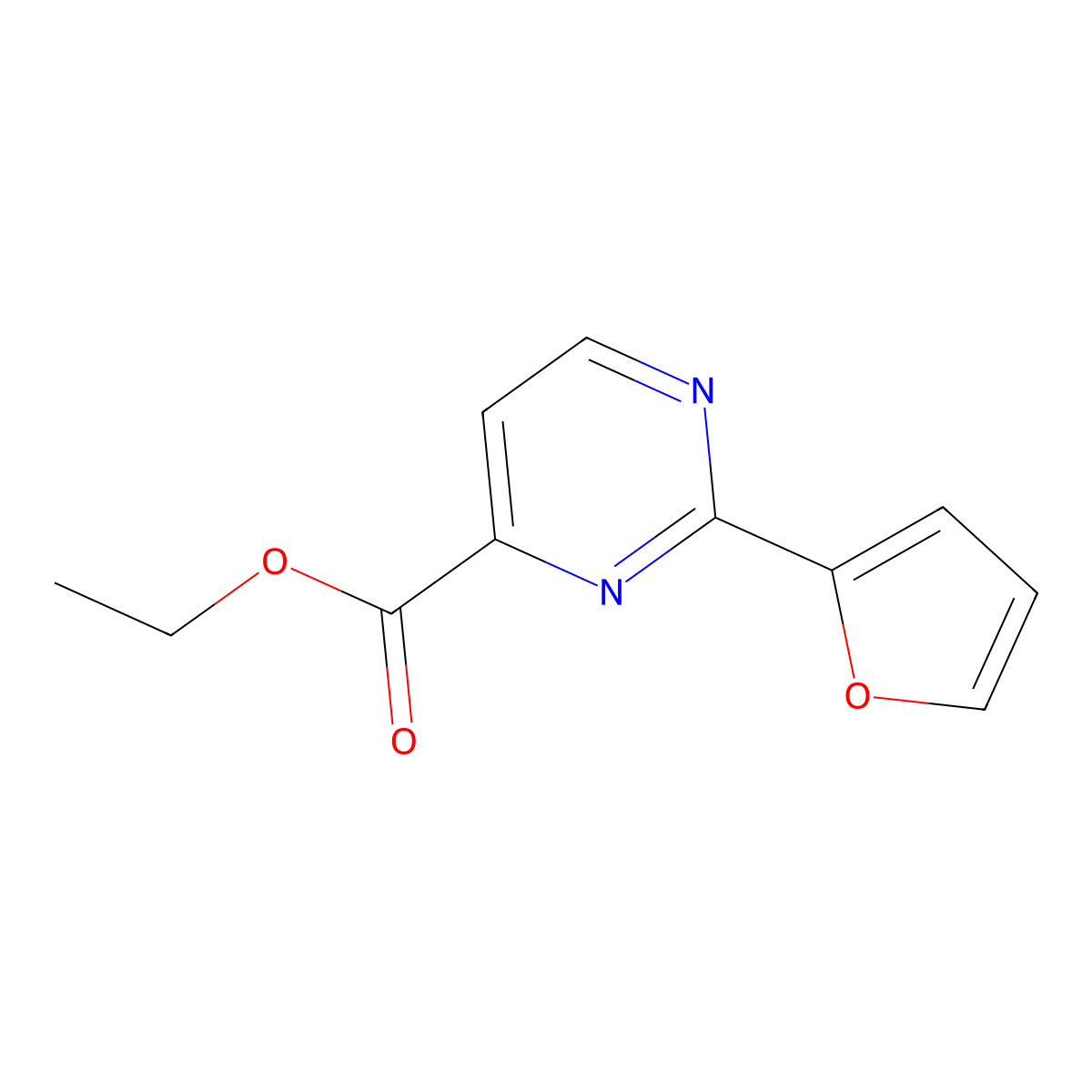 Ethyl 2-(furan-2-yl)pyrimidine-4-carboxylate molecular structure, CAS 1691621-47-2
