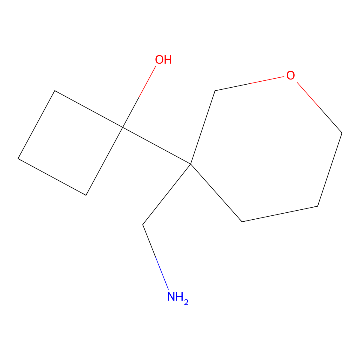 1-(3-(Aminomethyl)tetrahydro-2h-pyran-3-yl)cyclobutan-1-ol molecular structure, CAS 1691627-70-9
