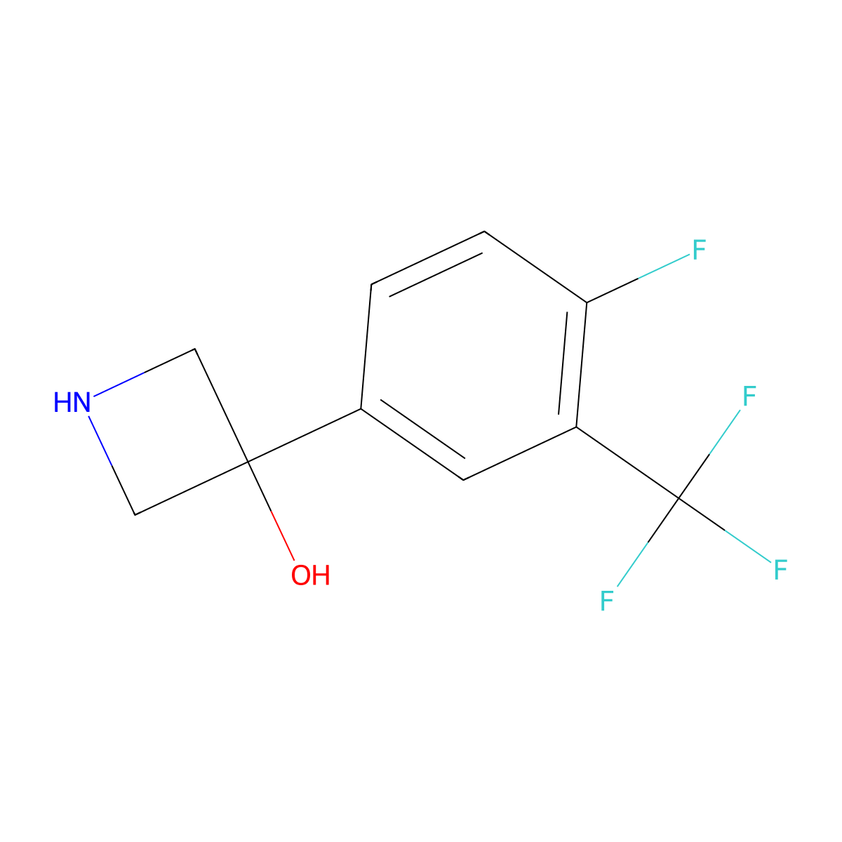 3-[4-Fluoro-3-(trifluoromethyl)phenyl]azetidin-3-ol molecular structure, CAS 1691633-63-2
