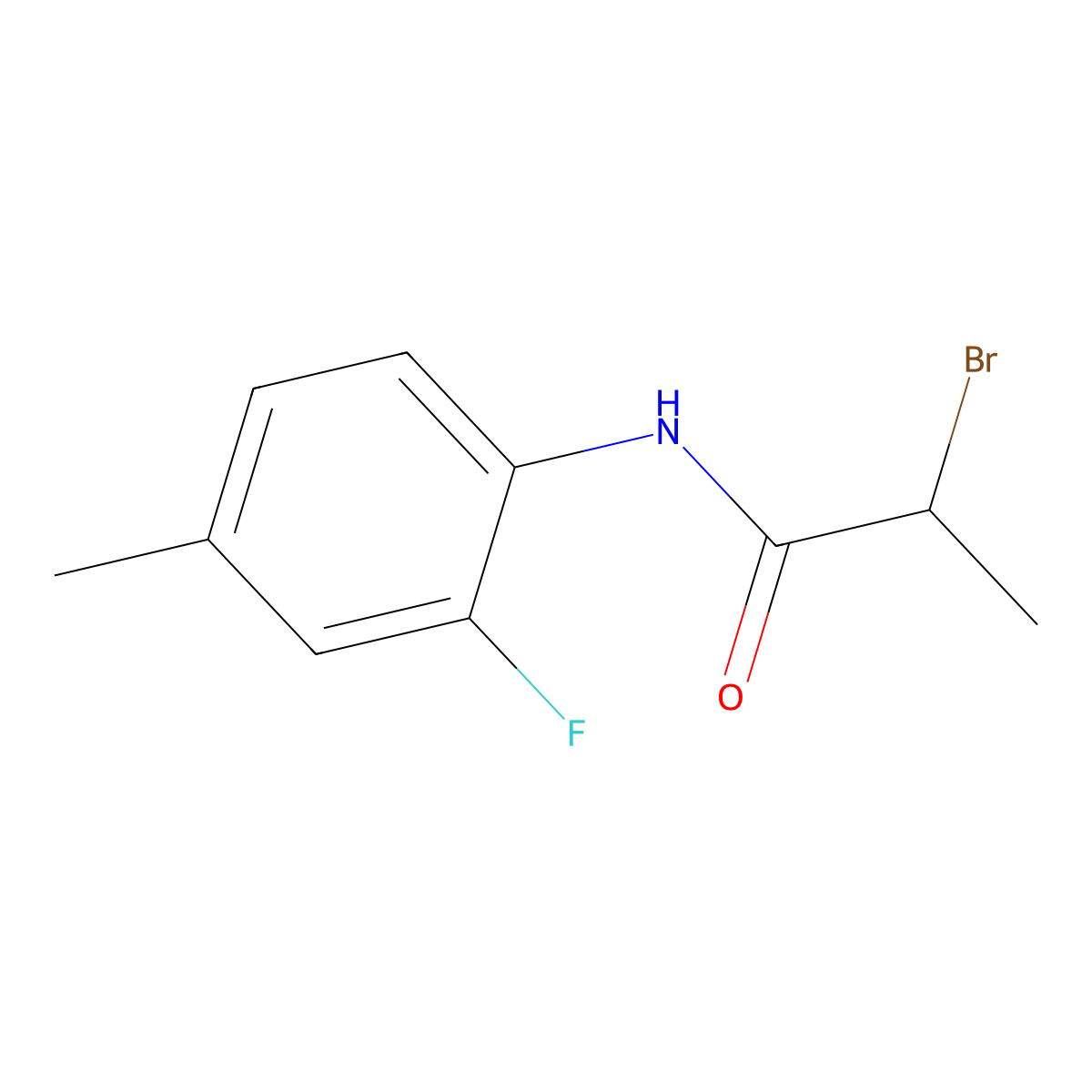 2-Bromo-N-(2-fluoro-4-methylphenyl)propanamide molecular structure, CAS 1691647-34-3