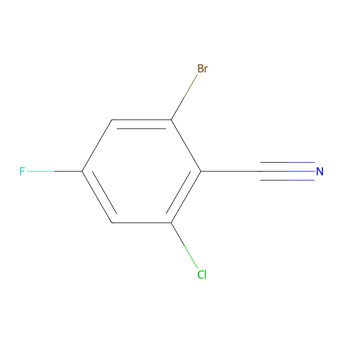 2-Bromo-6-chloro-4-fluorobenzonitrile molecular structure, CAS 1691653-65-2