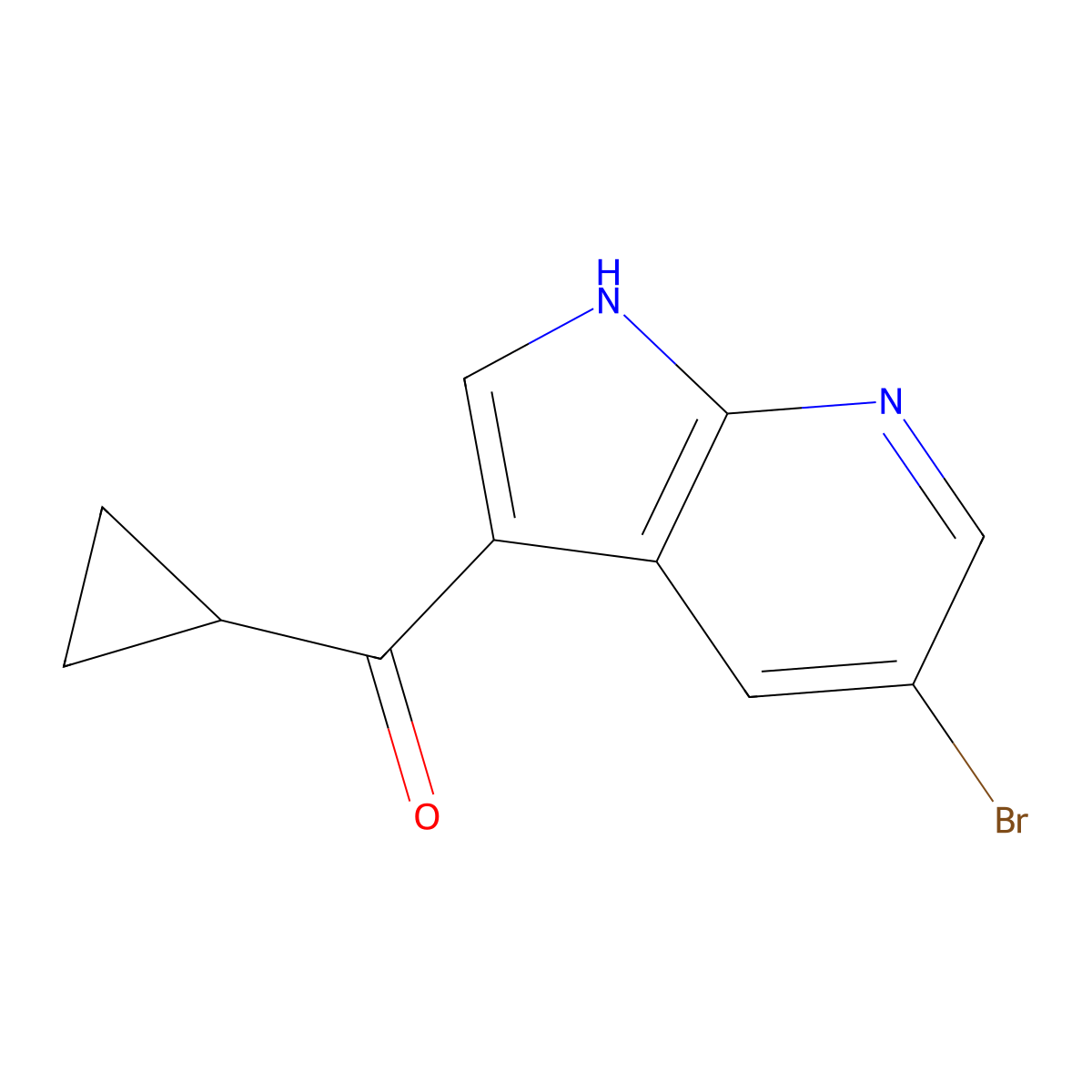5-bromo-3-cyclopropanecarbonyl-1H-pyrrolo[2,3-b]pyridine molecular structure, CAS 1691654-53-1