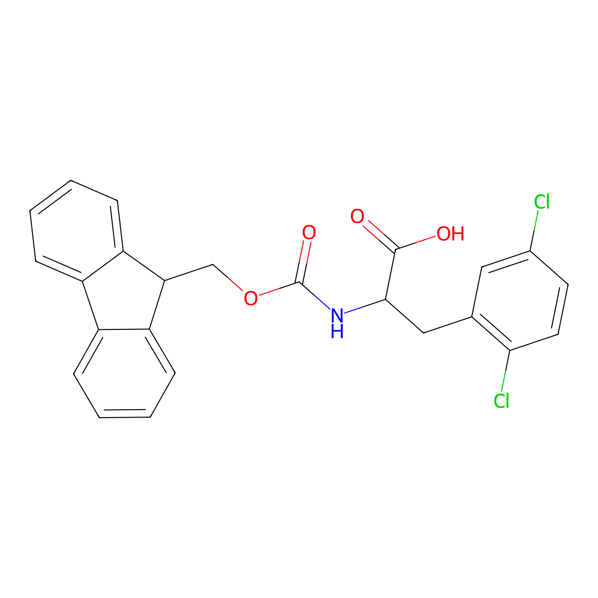 3-(2,5-dichlorophenyl)-2-({[(9H-fluoren-9-yl)methoxy]carbonyl}amino)propanoic acid molecular structure, CAS 1691663-23-6