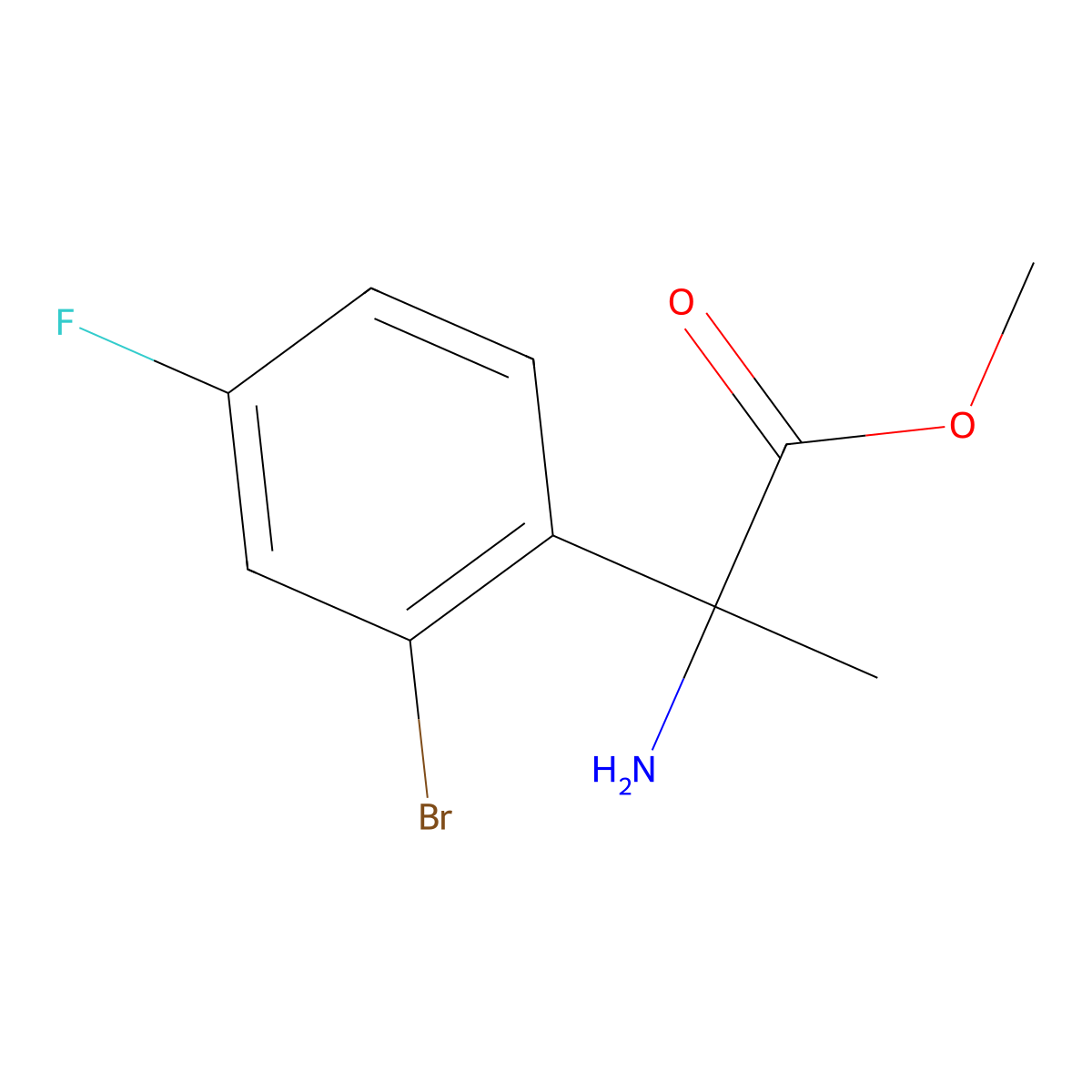 Methyl 2-amino-2-(2-bromo-4-fluorophenyl)propanoate molecular structure, CAS 1691666-60-0