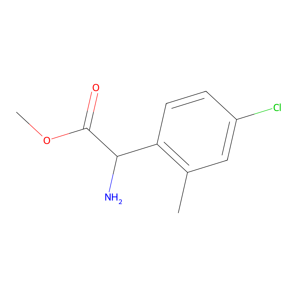 Methyl 2-amino-2-(4-chloro-2-methylphenyl)acetate molecular structure, CAS 1691703-53-3