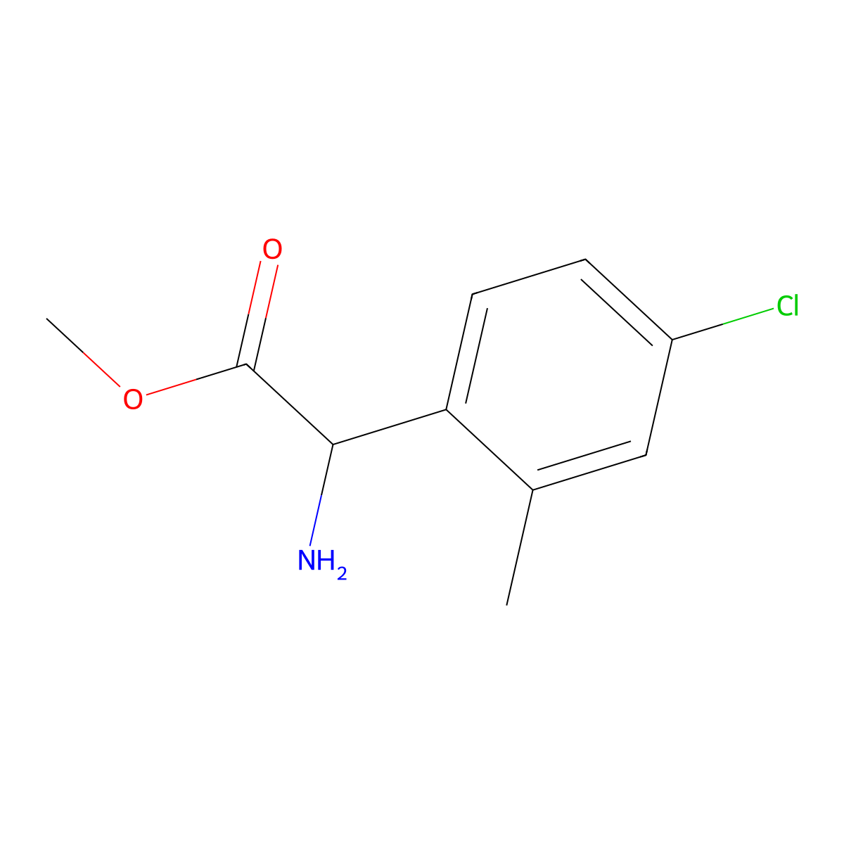 Methyl 2-amino-2-(4-chloro-2-methylphenyl)acetate molecular structure, CAS 1691703-53-3