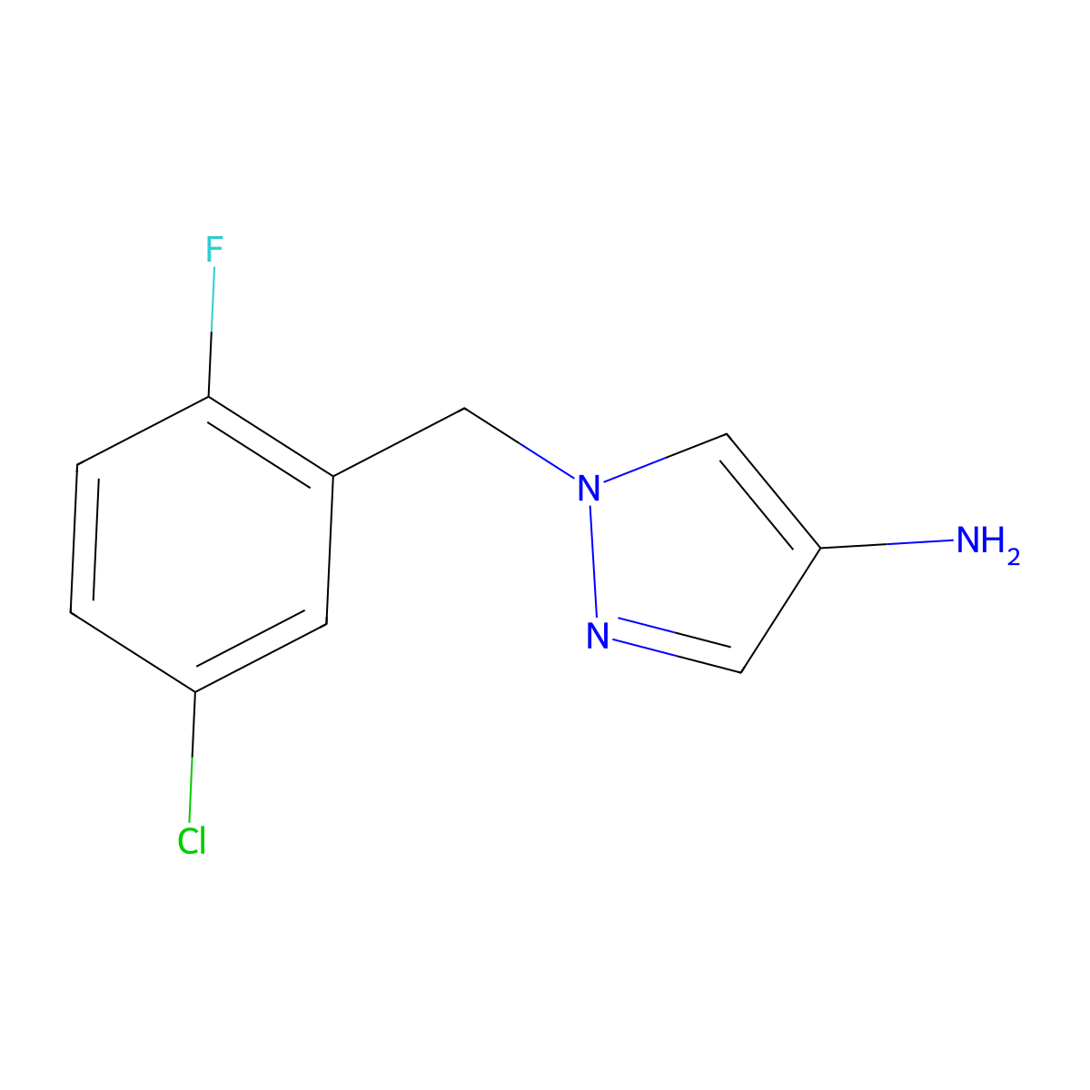 1-[(5-chloro-2-fluorophenyl)methyl]-1H-pyrazol-4-amine molecular structure, CAS 1691717-24-4