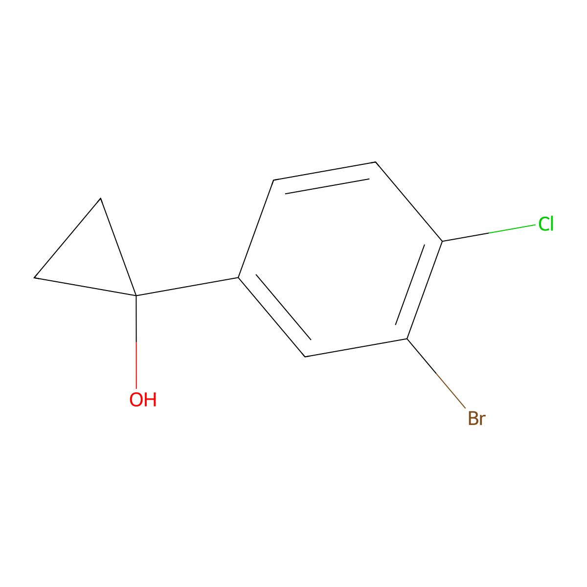 1-(3-Bromo-4-chlorophenyl)cyclopropan-1-ol molecular structure, CAS 1691720-00-9