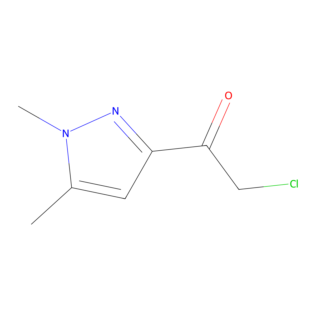 2-chloro-1-(1,5-dimethyl-1H-pyrazol-3-yl)ethan-1-one molecular structure, CAS 1691739-40-8