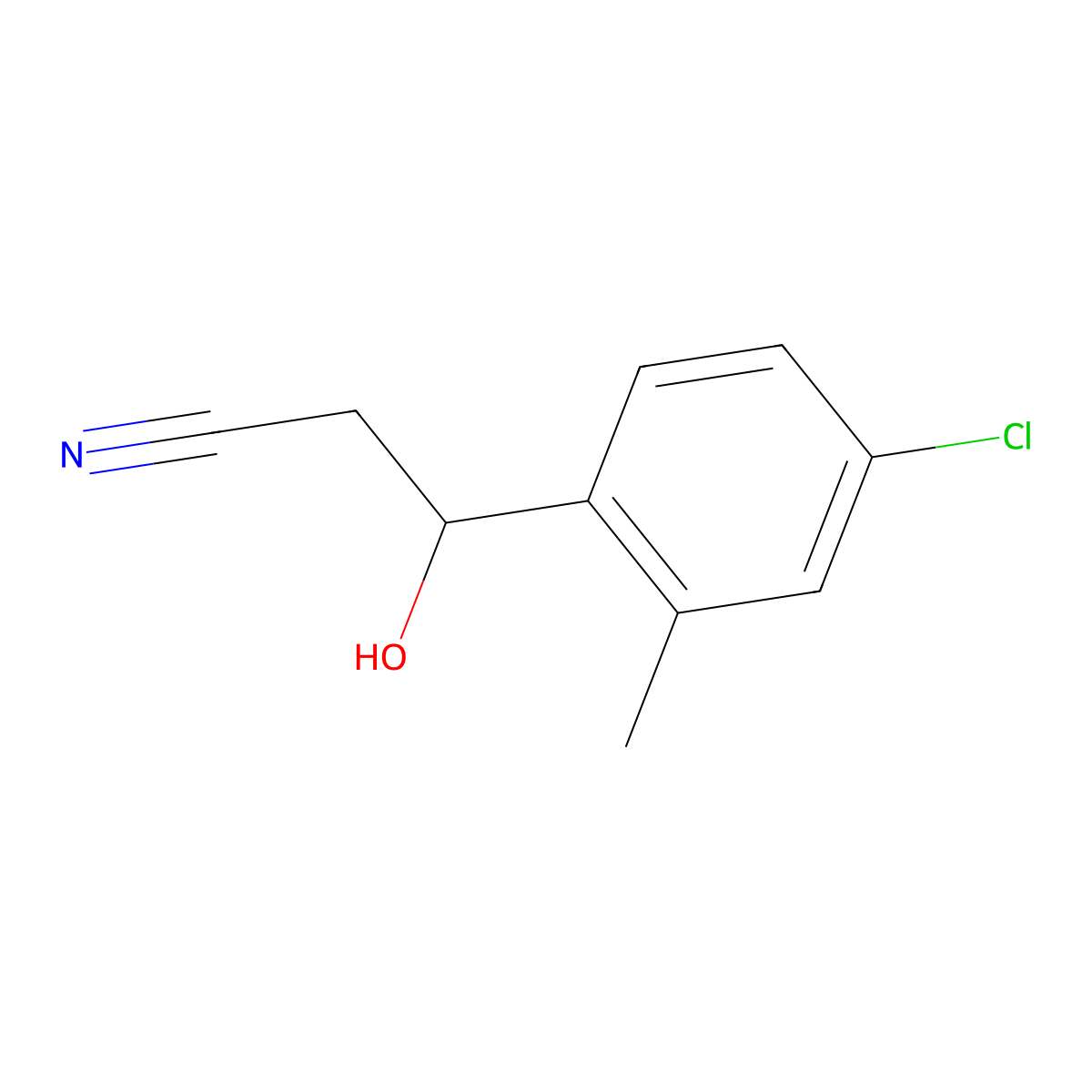 3-(4-Chloro-2-methylphenyl)-3-hydroxypropanenitrile molecular structure, CAS 1691740-36-9