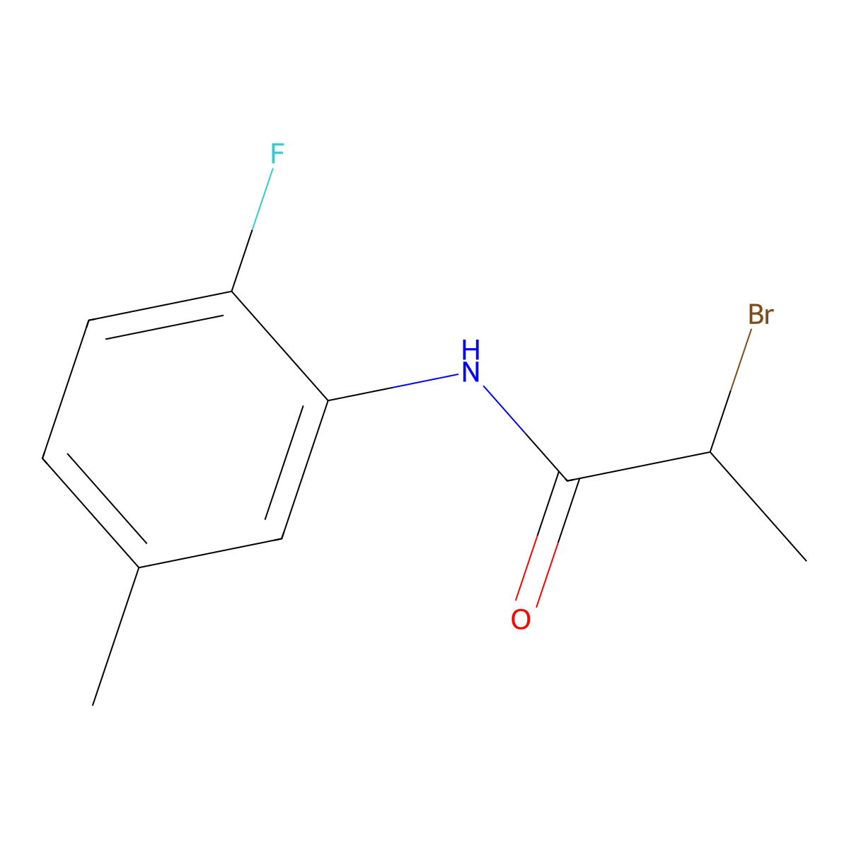 2-Bromo-N-(2-fluoro-5-methylphenyl)propanamide molecular structure, CAS 1691741-79-3
