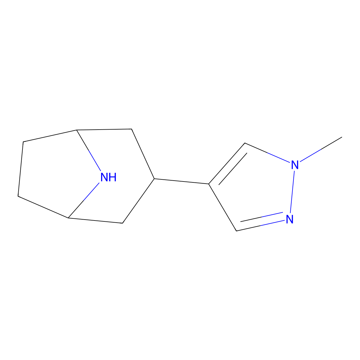 3-(1-methyl-1H-pyrazol-4-yl)-8-azabicyclo[3.2.1]octane molecular structure, CAS 1691745-69-3