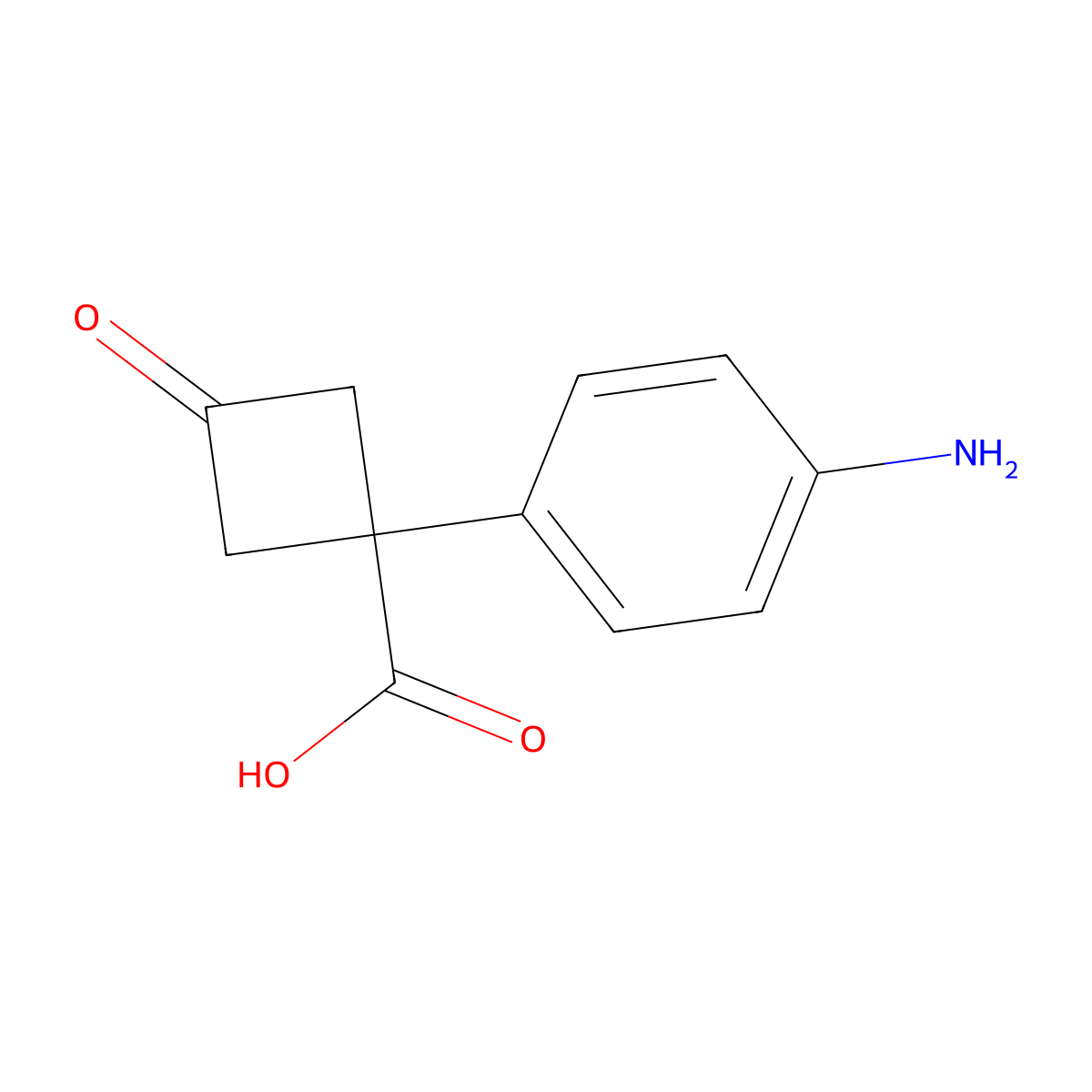1-(4-Aminophenyl)-3-oxocyclobutane-1-carboxylic acid molecular structure, CAS 1691747-12-2