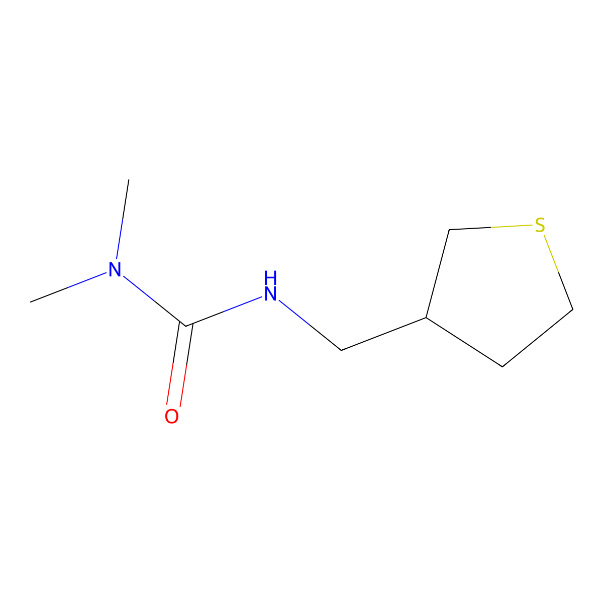 3,3-Dimethyl-1-[(thiolan-3-yl)methyl]urea molecular structure, CAS 1691749-51-5