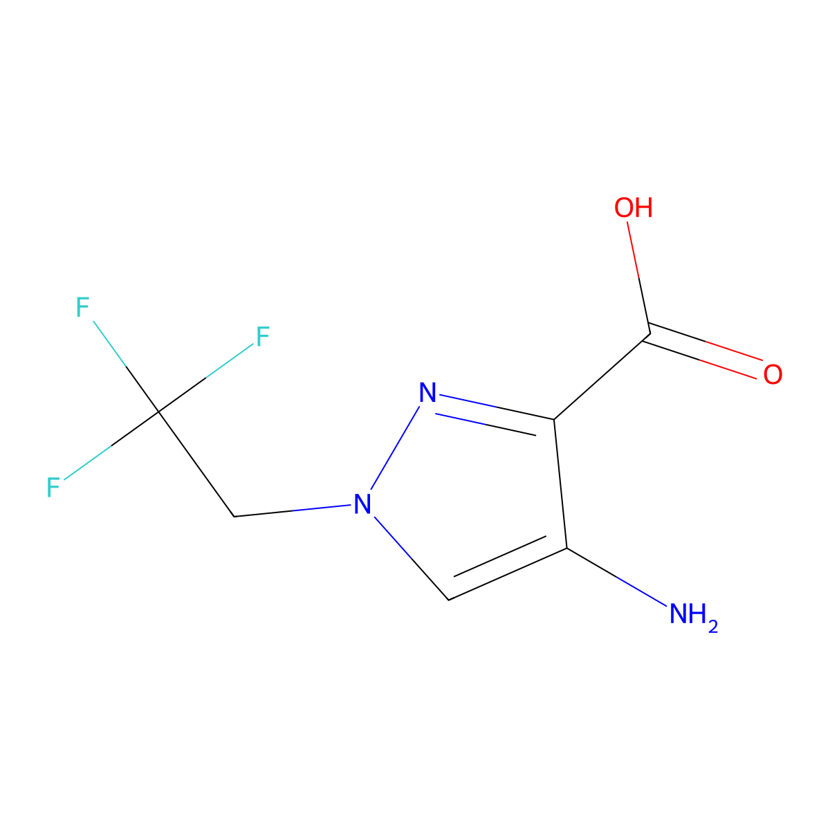 4-Amino-1-(2,2,2-trifluoroethyl)-1H-pyrazole-3-carboxylic acid molecular structure, CAS 1691756-67-8