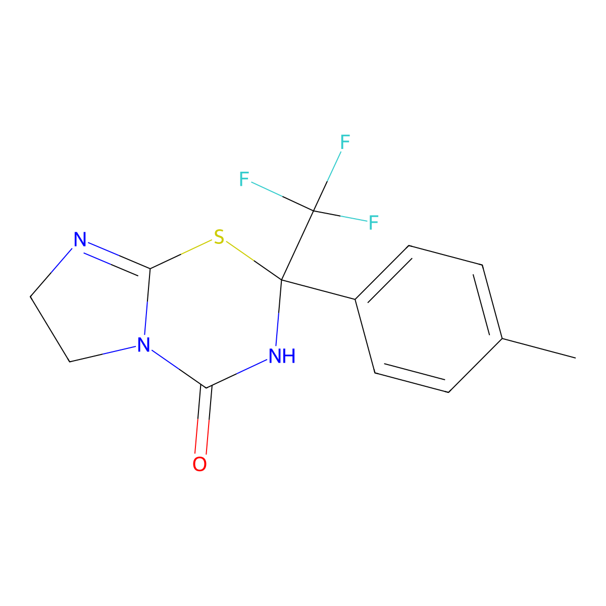 2-(4-methylphenyl)-2-(trifluoromethyl)-2,3,6,7-tetrahydro-4H-imidazo[2,1-b][1,3,5]thiadiazin-4-one molecular structure, CAS 169177-43-9