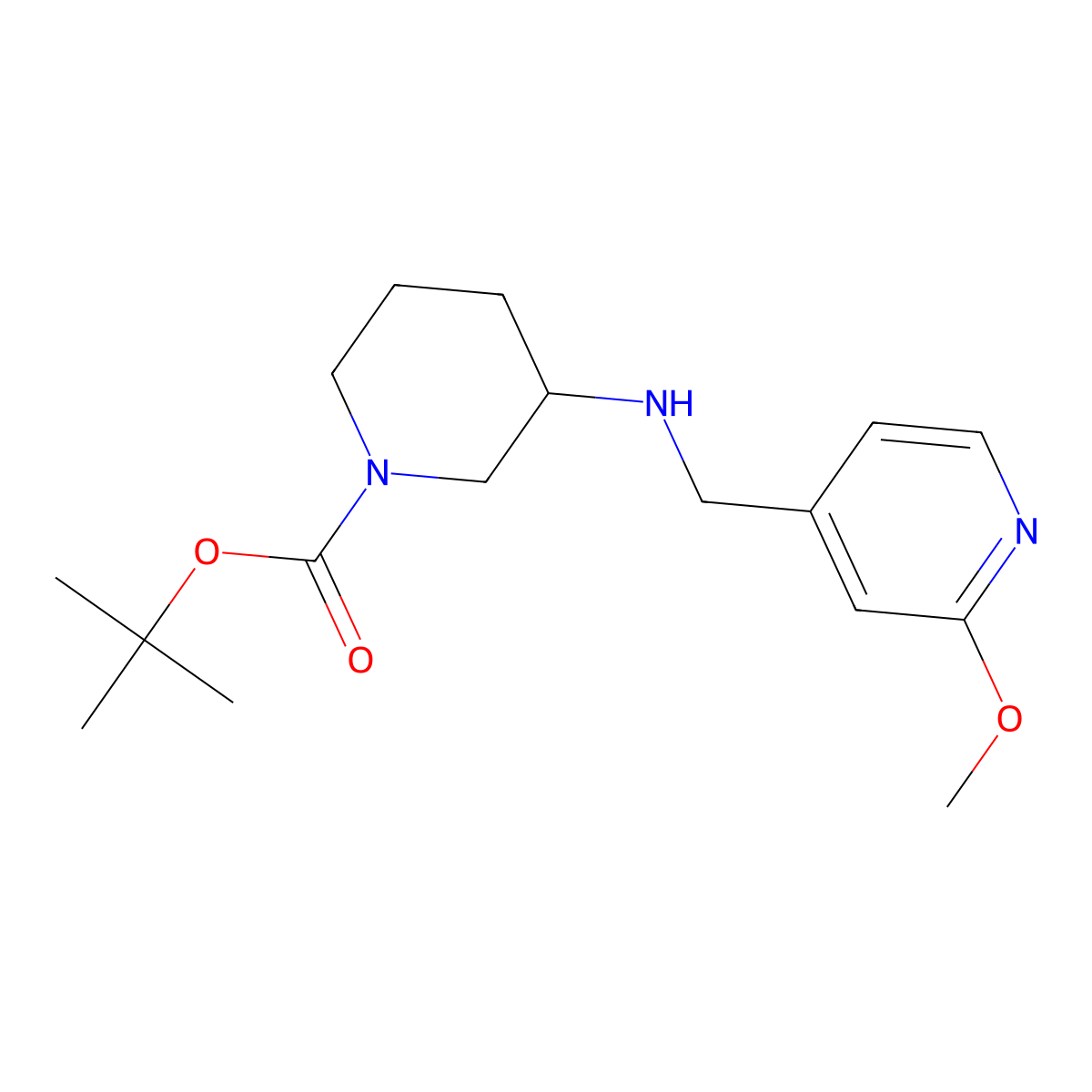 Tert-butyl 3-(((2-methoxypyridin-4-yl)methyl)amino)piperidine-1-carboxylate molecular structure, CAS 1691781-35-7