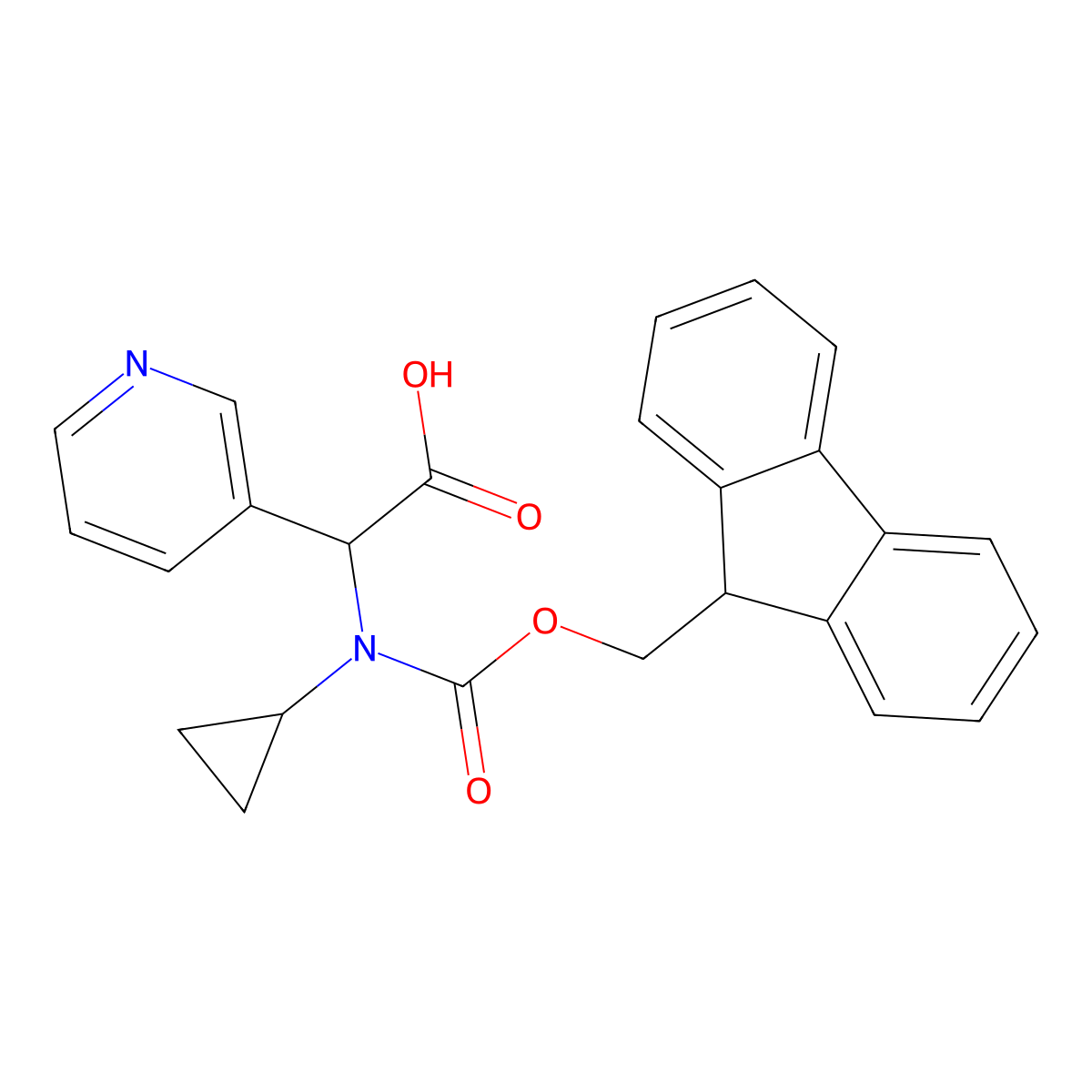 2-[cyclopropyl({[(9H-fluoren-9-yl)methoxy]carbonyl})amino]-2-(pyridin-3-yl)acetic acid molecular structure, CAS 1691791-17-9