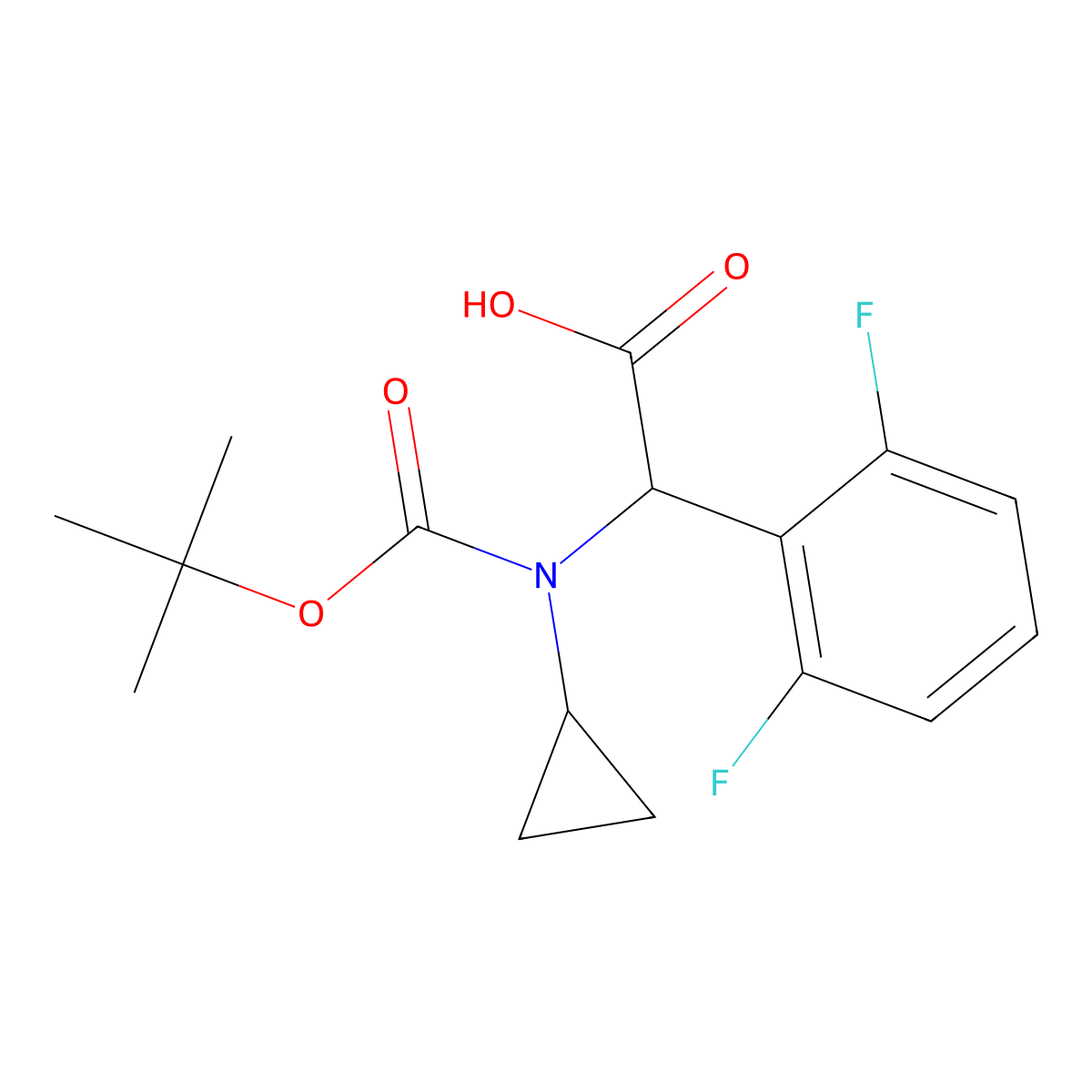 2-{[(Tert-butoxy)carbonyl](cyclopropyl)amino}-2-(2,6-difluorophenyl)acetic acid molecular structure, CAS 1691817-55-6