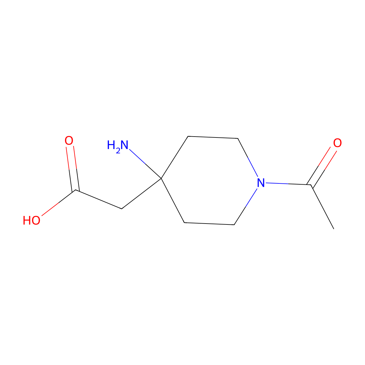 2-(1-Acetyl-4-aminopiperidin-4-yl)acetic acid molecular structure, CAS 1691831-25-0