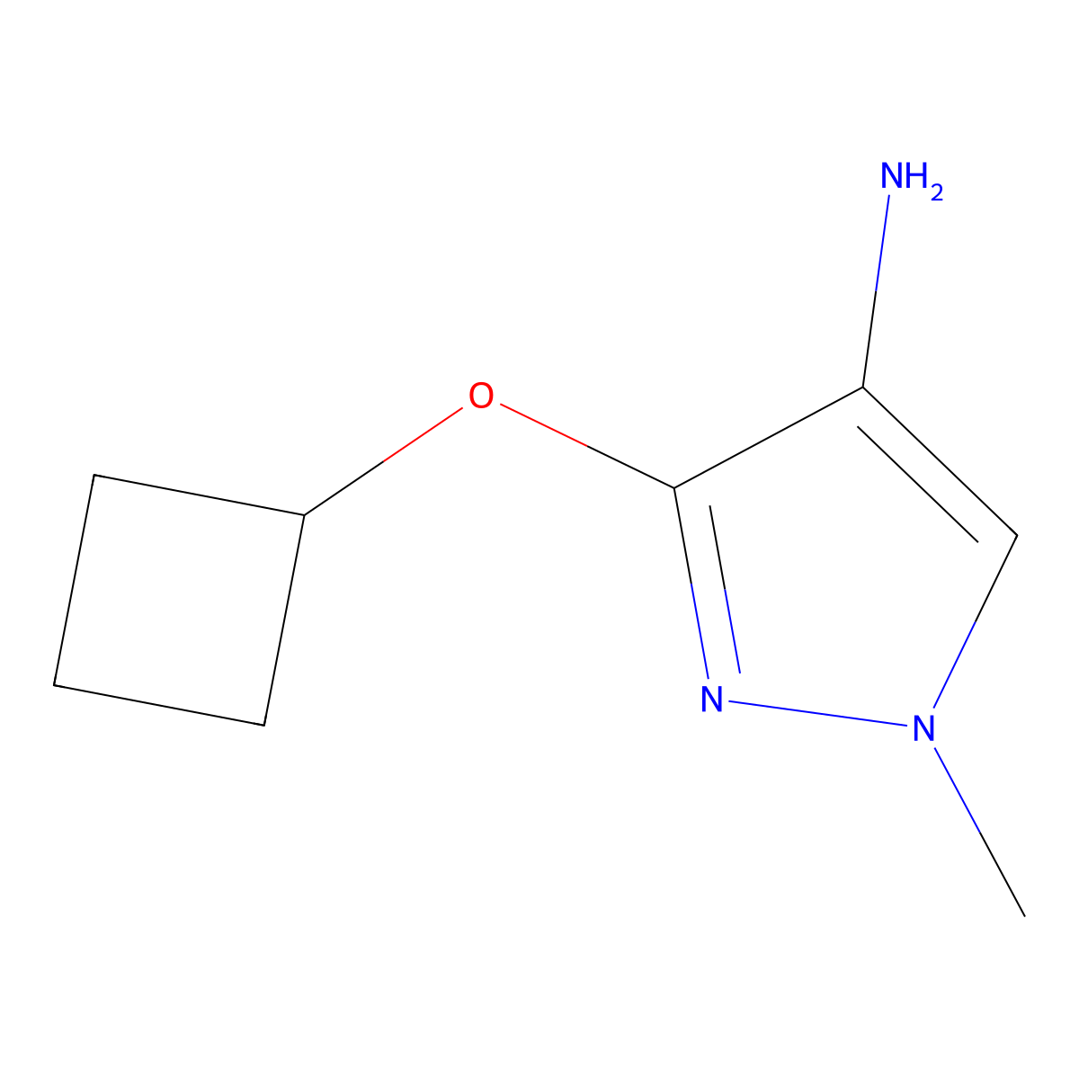 3-Cyclobutoxy-1-methyl-1H-pyrazol-4-amine molecular structure, CAS 1691834-48-6