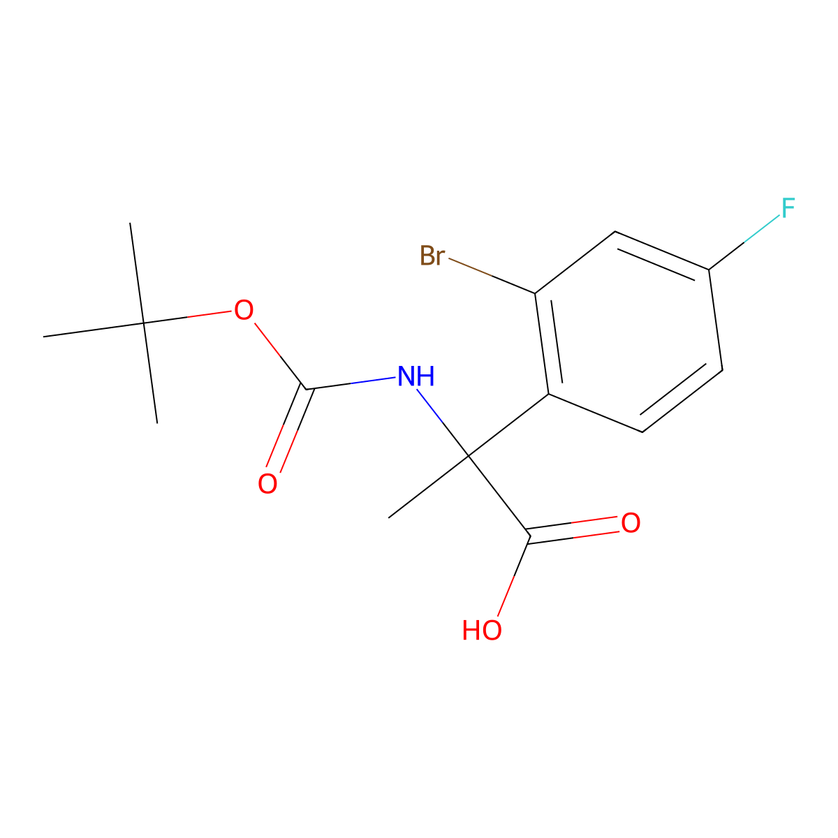 2-(2-Bromo-4-fluorophenyl)-2-{[(tert-butoxy)carbonyl]amino}propanoic acid molecular structure, CAS 1691858-23-7