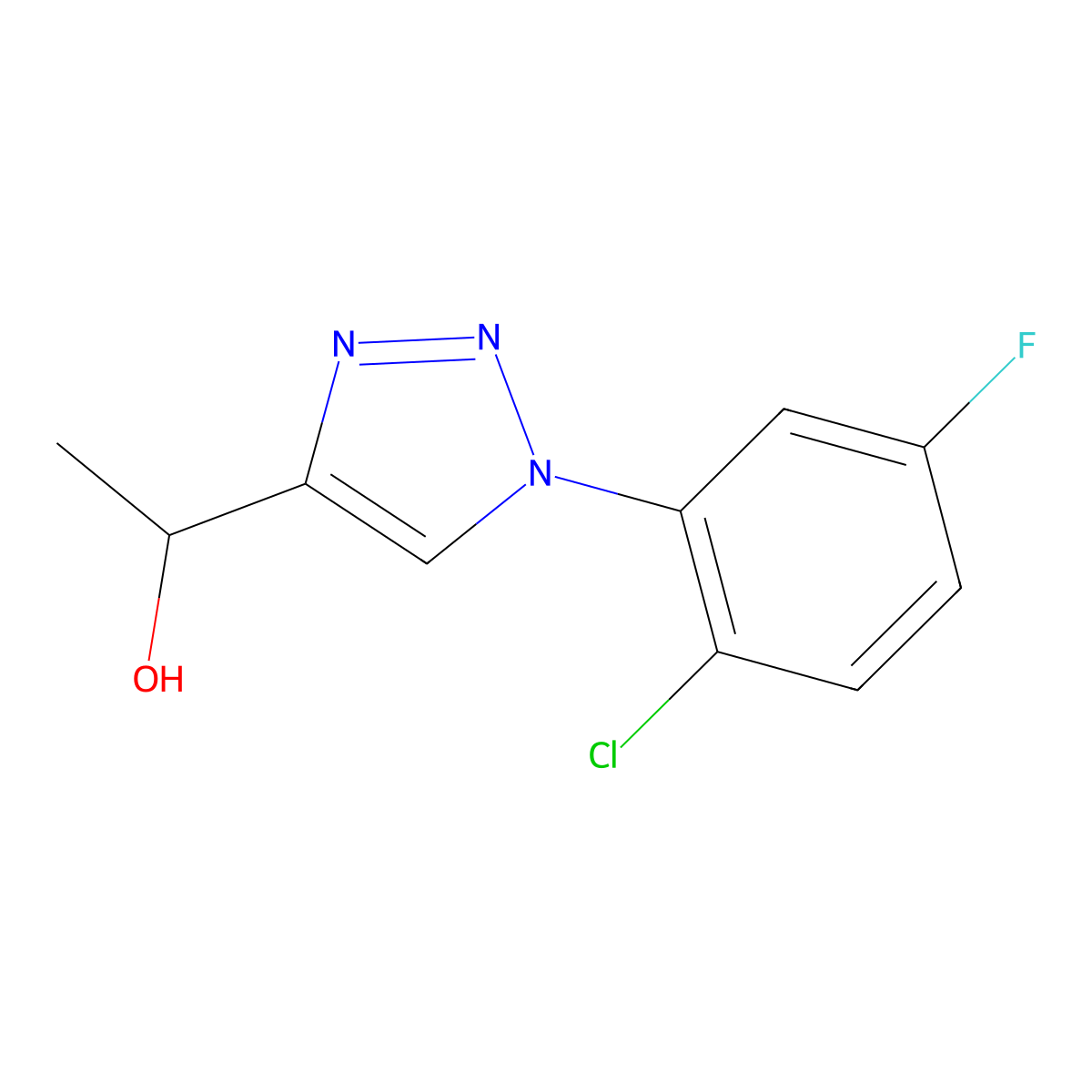 1-[1-(2-chloro-5-fluorophenyl)-1H-1,2,3-triazol-4-yl]ethan-1-ol molecular structure, CAS 1691868-64-0