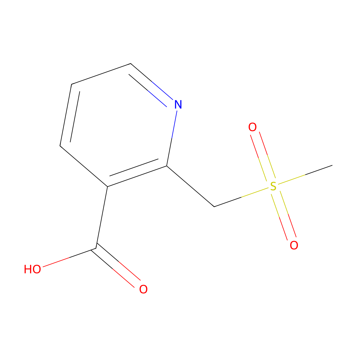 2-((Methylsulfonyl)methyl)nicotinic acid molecular structure, CAS 1691896-14-6