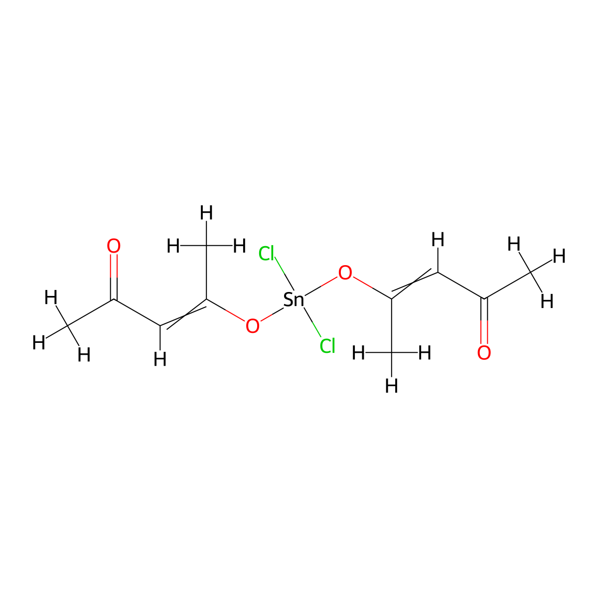 Tin(IV) chloride bis(2,4-pentanedionate) molecular structure, CAS 16919-46-3