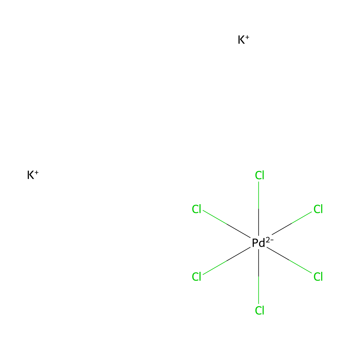 Potassium hexachloropalladate(IV) molecular structure, CAS 16919-73-6