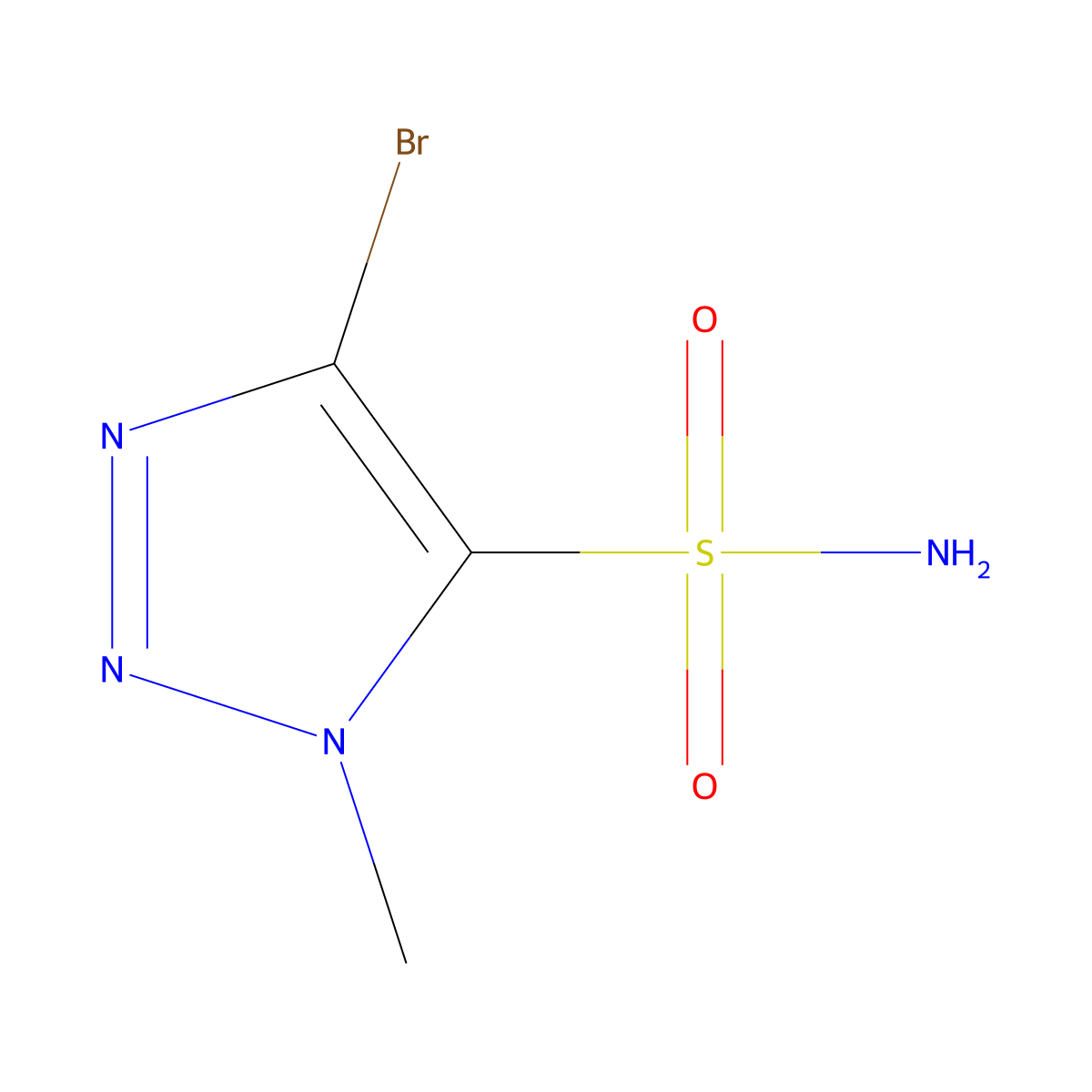 4-bromo-1-methyl-1H-1,2,3-triazole-5-sulfonamide molecular structure, CAS 1691909-38-2