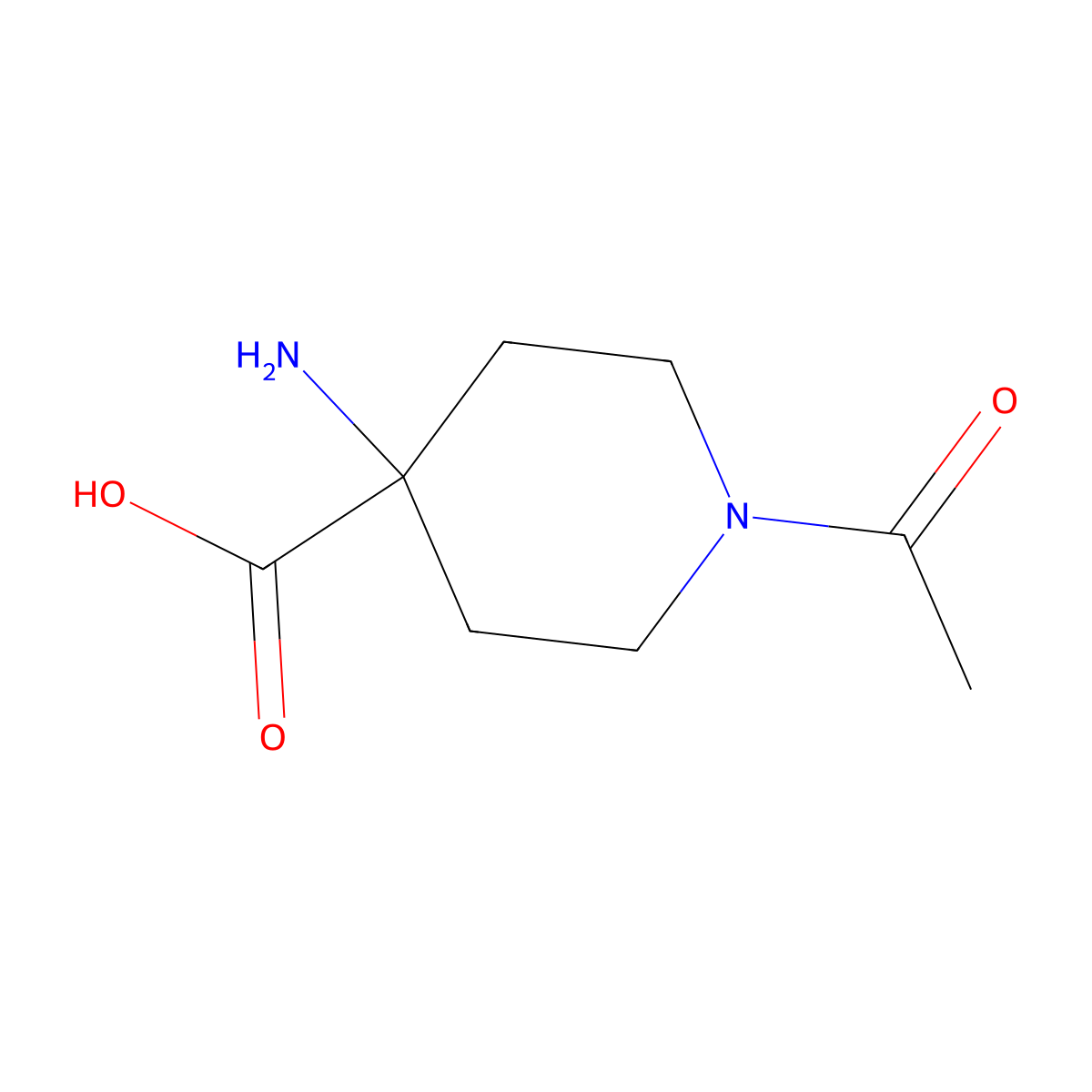 1-Acetyl-4-aminopiperidine-4-carboxylic acid molecular structure, CAS 1691929-38-0