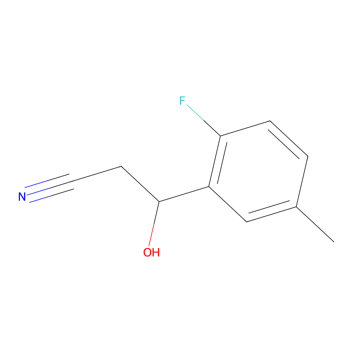 3-(2-Fluoro-5-methylphenyl)-3-hydroxypropanenitrile molecular structure, CAS 1691929-97-1