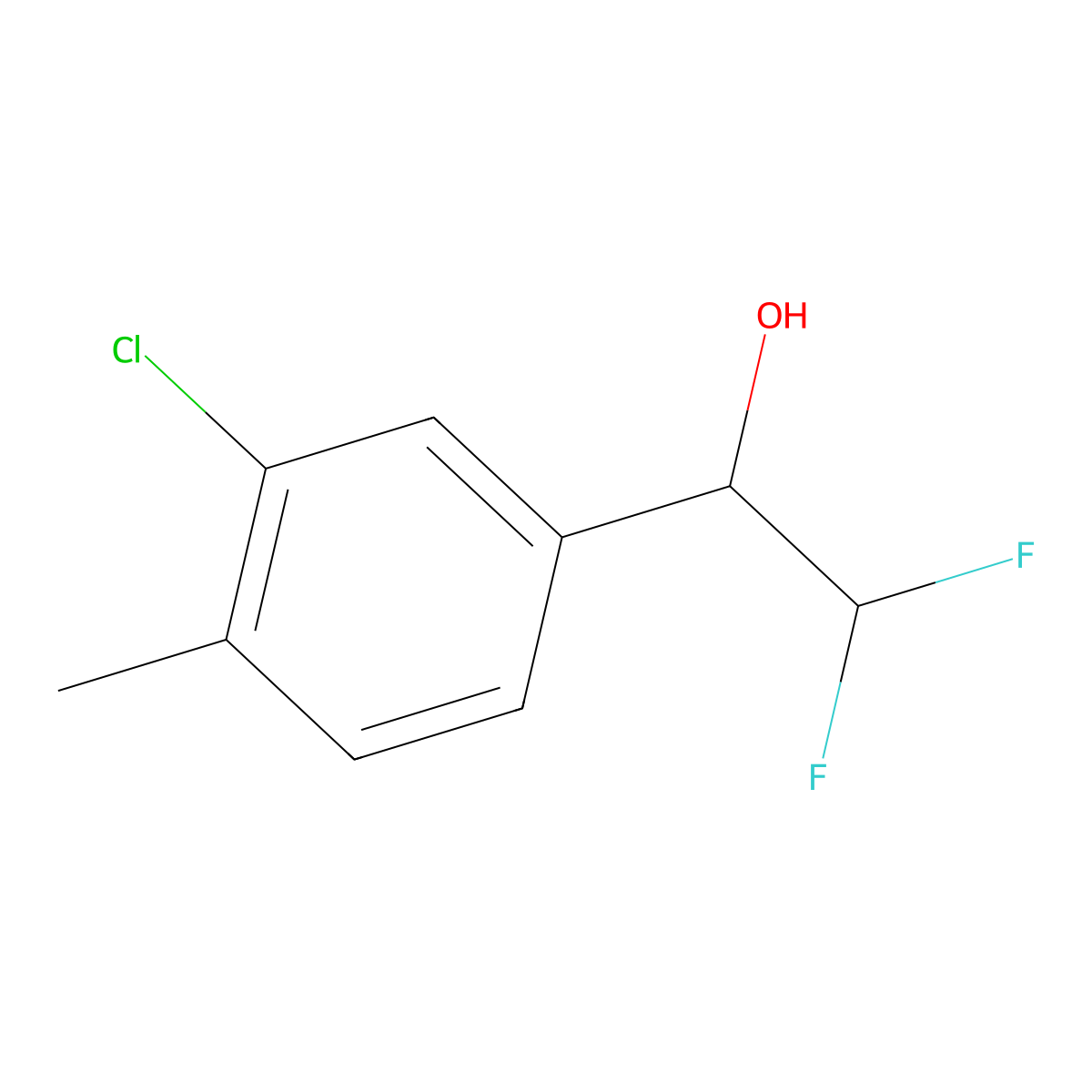 1-(3-Chloro-4-methylphenyl)-2,2-difluoroethan-1-ol molecular structure, CAS 1691931-19-7