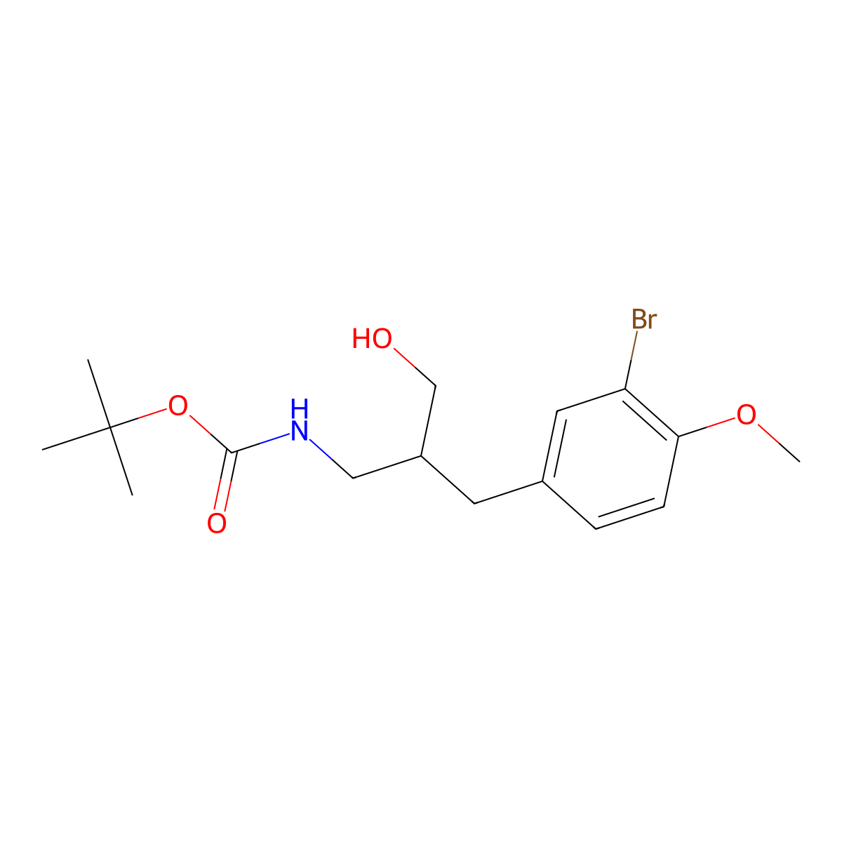 tert-butyl N-{2-[(3-bromo-4-methoxyphenyl)methyl]-3-hydroxypropyl}carbamate molecular structure, CAS 1691952-13-2
