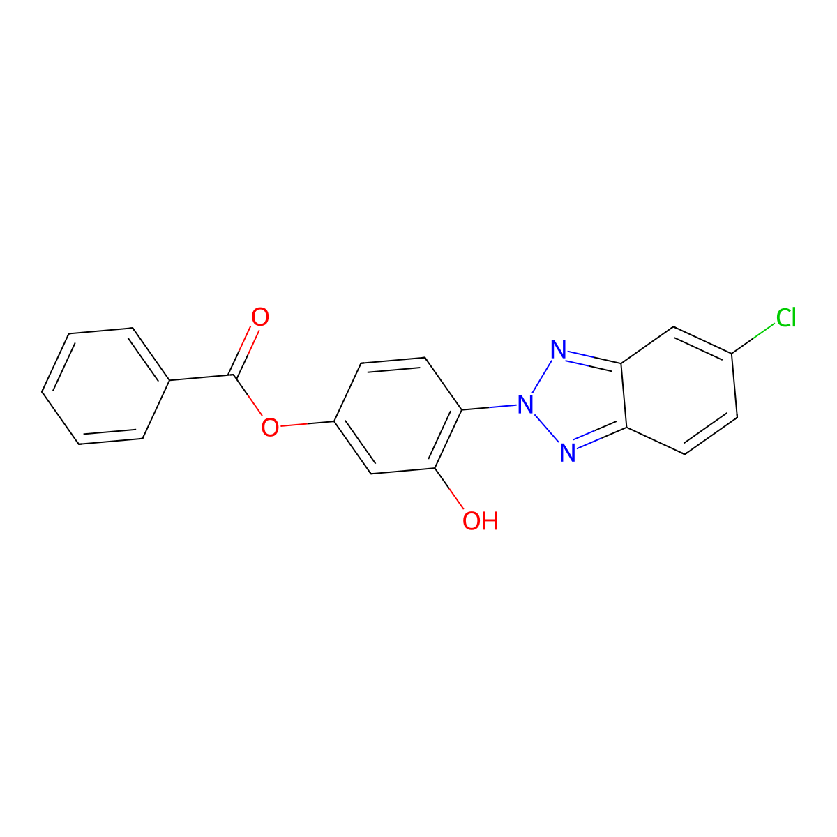 1,3-Benzenediol, 4-(5-chloro-2H-benzotriazol-2-yl)-, 1-benzoate molecular structure, CAS 169198-72-5