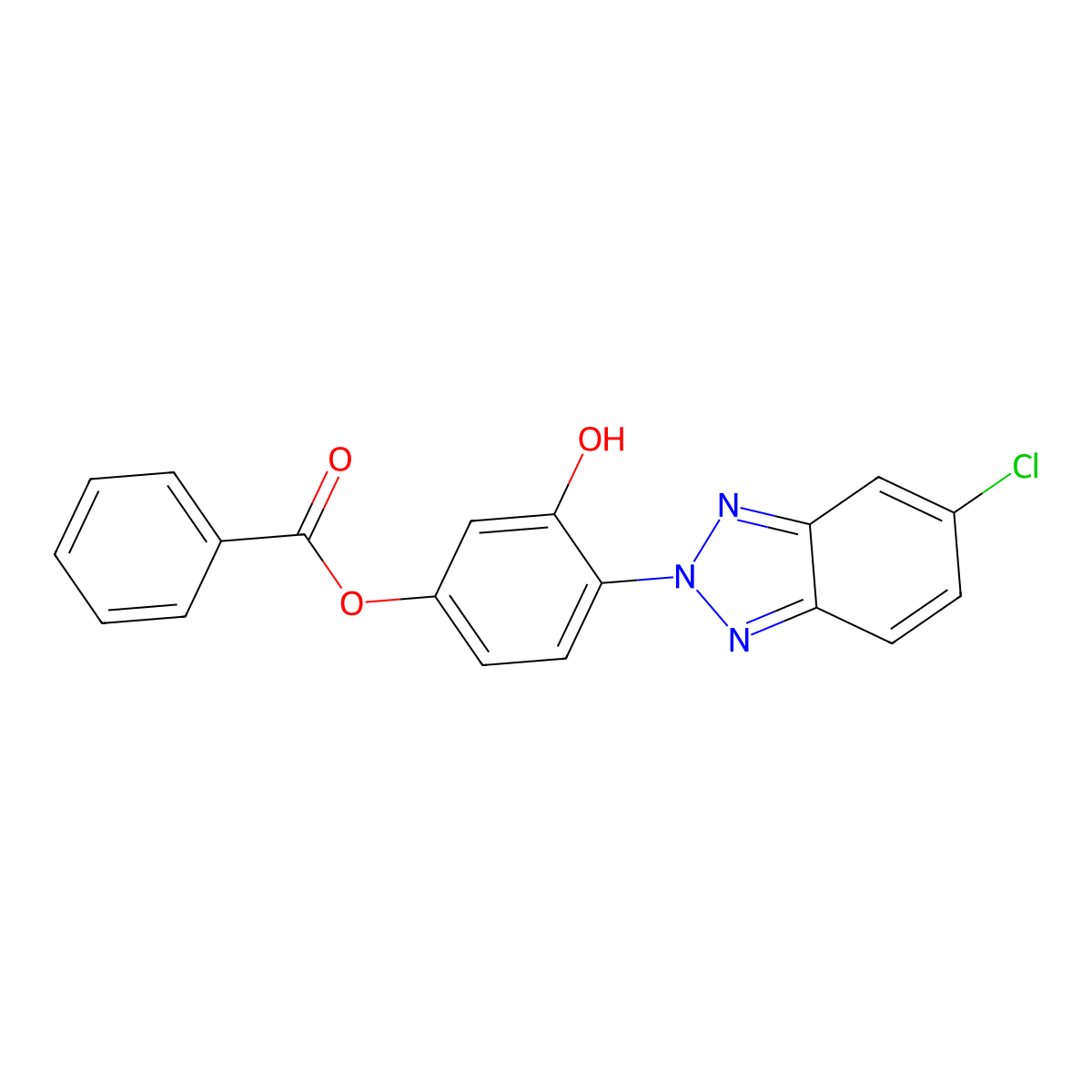 1,3-Benzenediol, 4-(5-chloro-2H-benzotriazol-2-yl)-, 1-benzoate molecular structure, CAS 169198-72-5