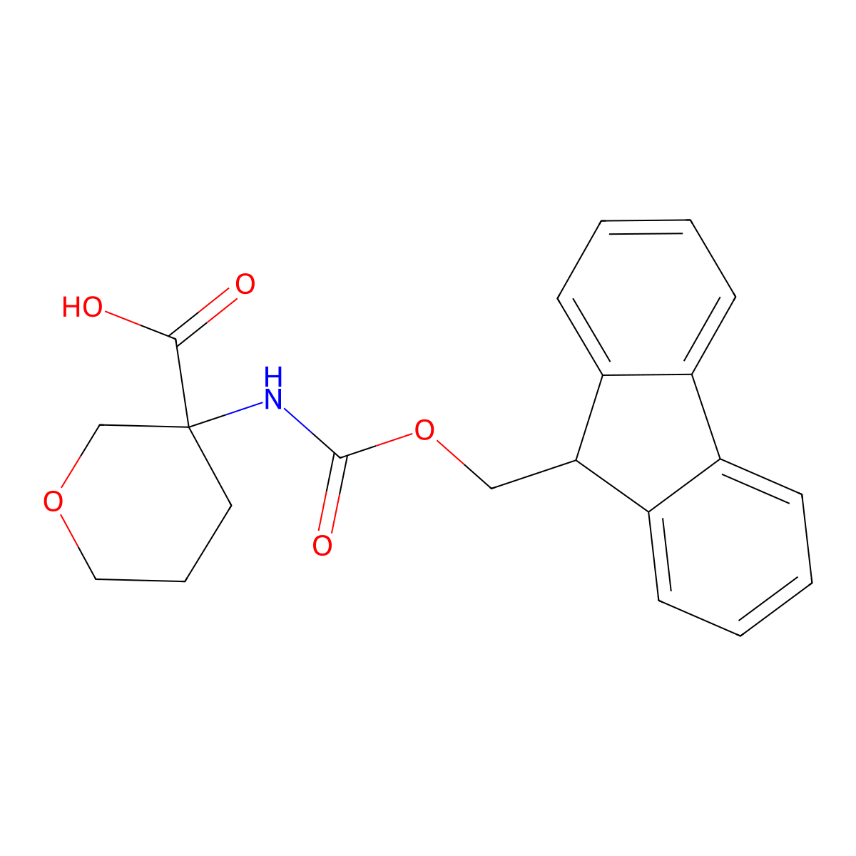 3-({[(9h-Fluoren-9-yl)methoxy]carbonyl}amino)oxane-3-carboxylic acid molecular structure, CAS 1691987-20-8