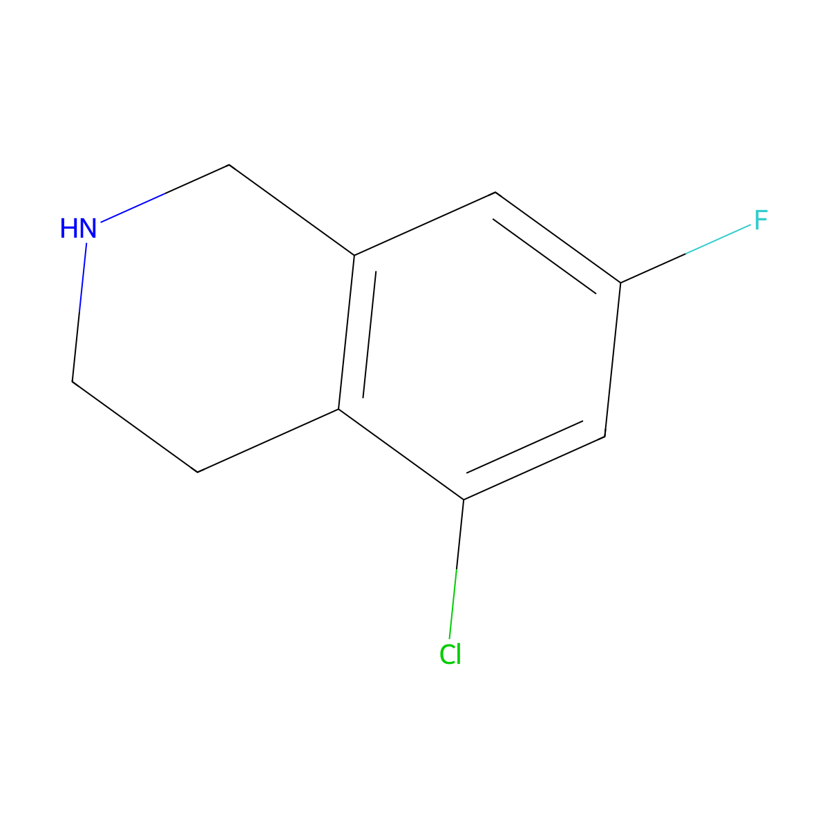 5-Chloro-7-fluoro-1,2,3,4-tetrahydroisoquinoline molecular structure, CAS 1691993-51-7