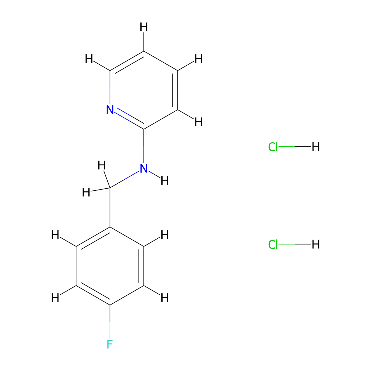 N-(4-Fluorobenzyl)pyridin-2-amine dihydrochloride molecular structure, CAS 1692-02-0