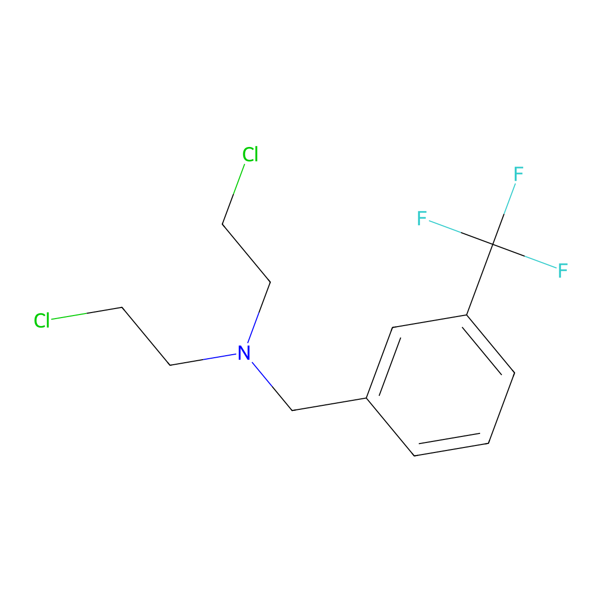 2-chloro-N-(2-chloroethyl)-N-[[3-(trifluoromethyl)phenyl]methyl]ethanamine molecular structure, CAS 1692-89-3