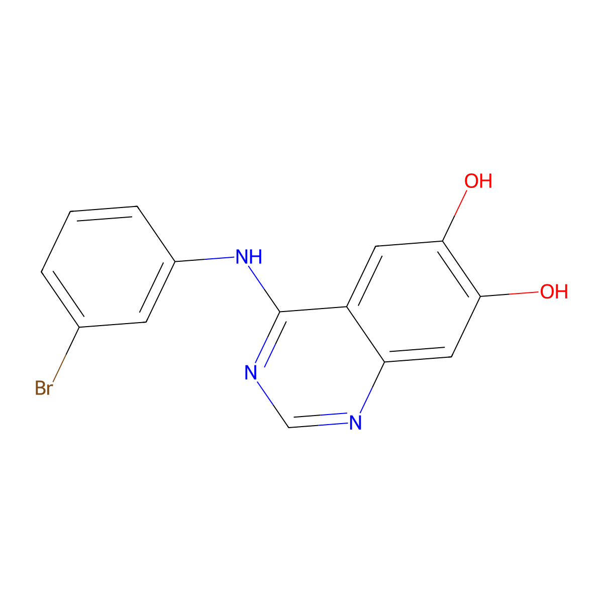 4-((3-Bromophenyl)amino)quinazoline-6,7-diol molecular structure, CAS 169205-86-1