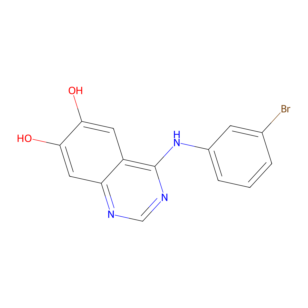 4-((3-Bromophenyl)amino)quinazoline-6,7-diol molecular structure, CAS 169205-86-1