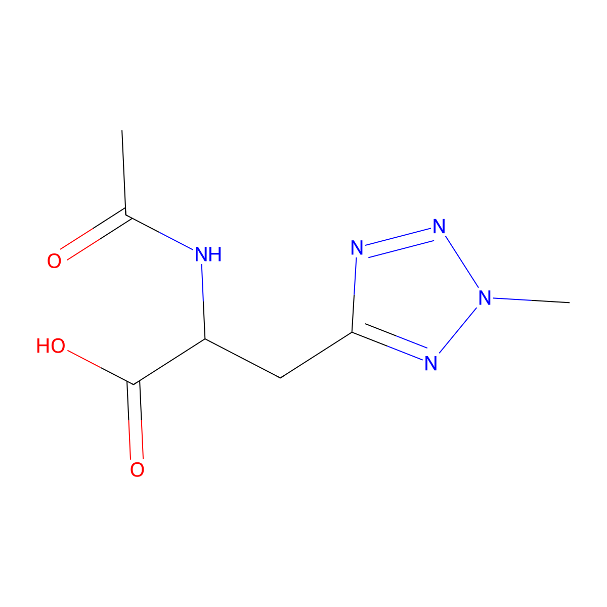 2-acetamido-3-(2-methyl-2H-1,2,3,4-tetrazol-5-yl)propanoic acid molecular structure, CAS 1692052-57-5